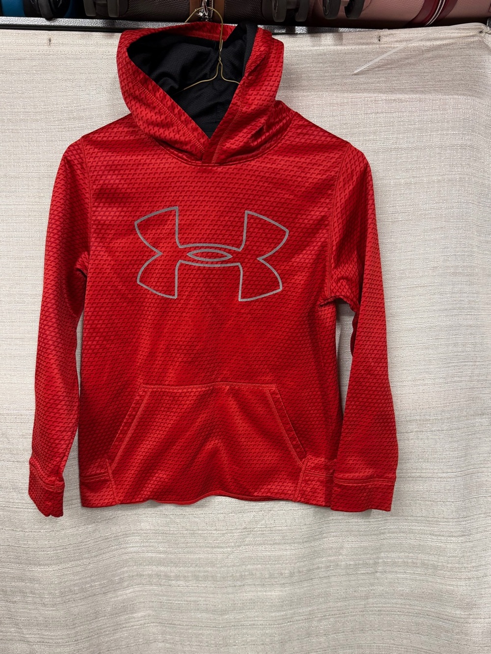 Under Armour Red and Black ColdGear Hooded Pullover
